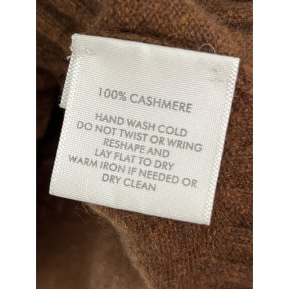 White + Warren 100% Cashmere Mock Neck Knit Ribbed Brown Sweater Long Sleeve L - Picture 6 of 9
